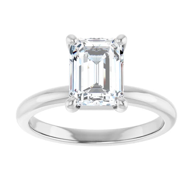 Emerald White Gold Solitaire Moissanite Engagement Ring
