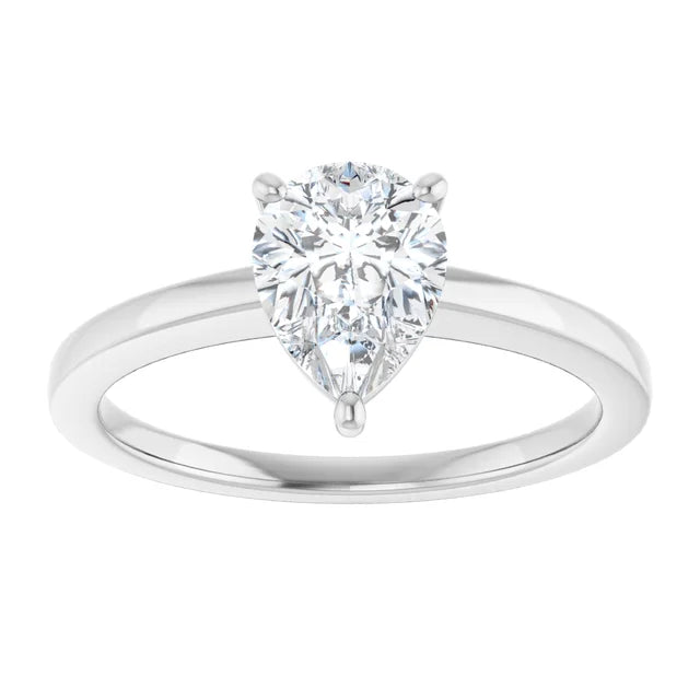 Pear White Gold Solitaire Moissanite Engagement Ring
