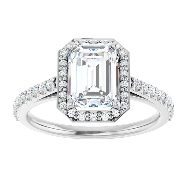 Emerald Halo Style Engagement Ring