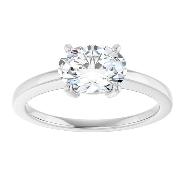 Oval White Gold Solitaire Moissanite Engagement Ring