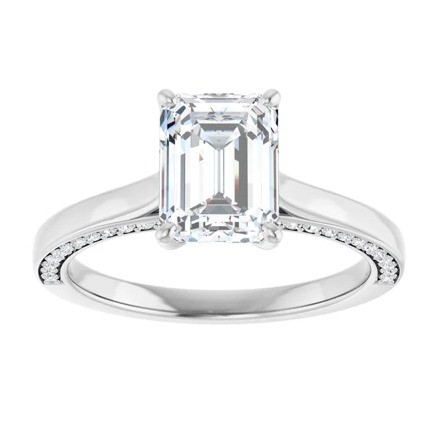 Emerald White Gold Solitaire Moissanite Engagement Ring