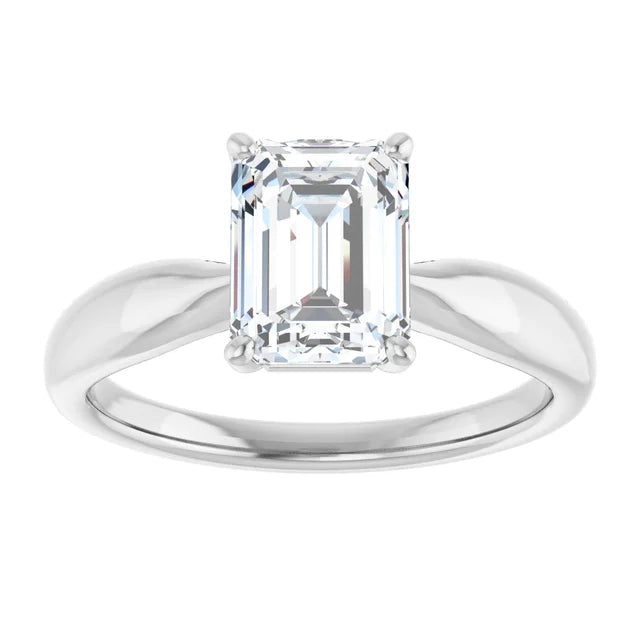 Emerald White Gold Solitaire Moissanite Engagement Ring