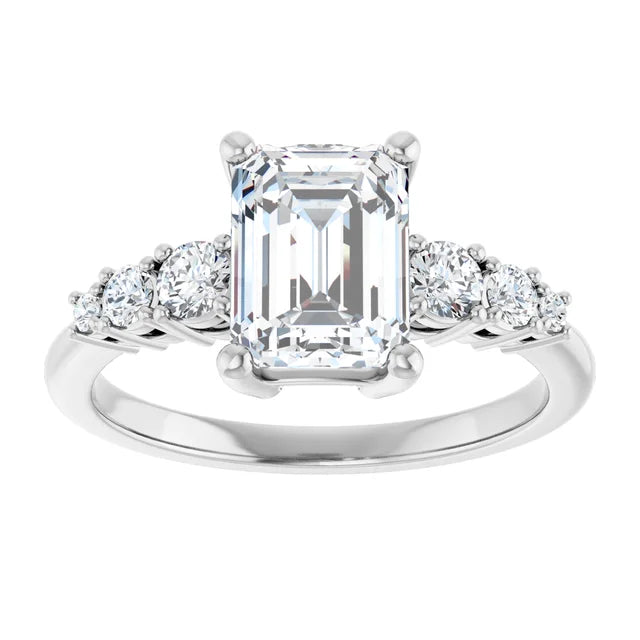 Emerald Multi Stone Accent Style Engagement Ring