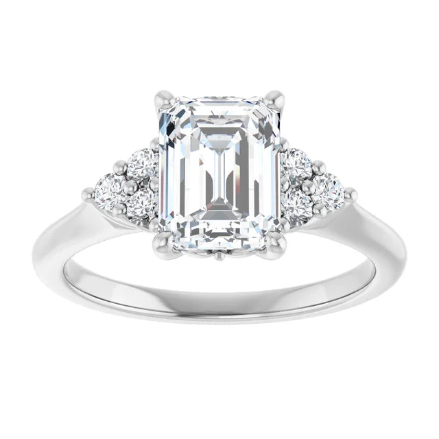 Emerald White Gold Accent Style Moissanite Engagement Ring