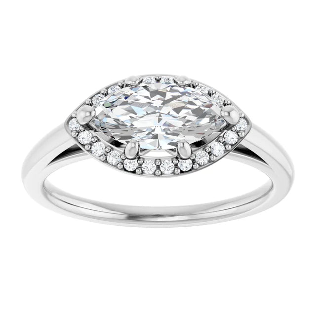 Marquise East West Halo Style Engagement Ring