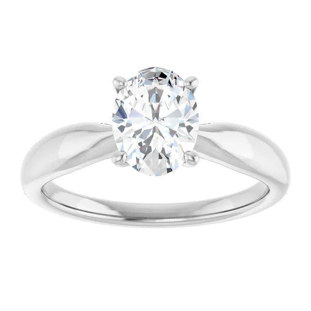 Oval White Gold Solitaire Moissanite Engagement Ring