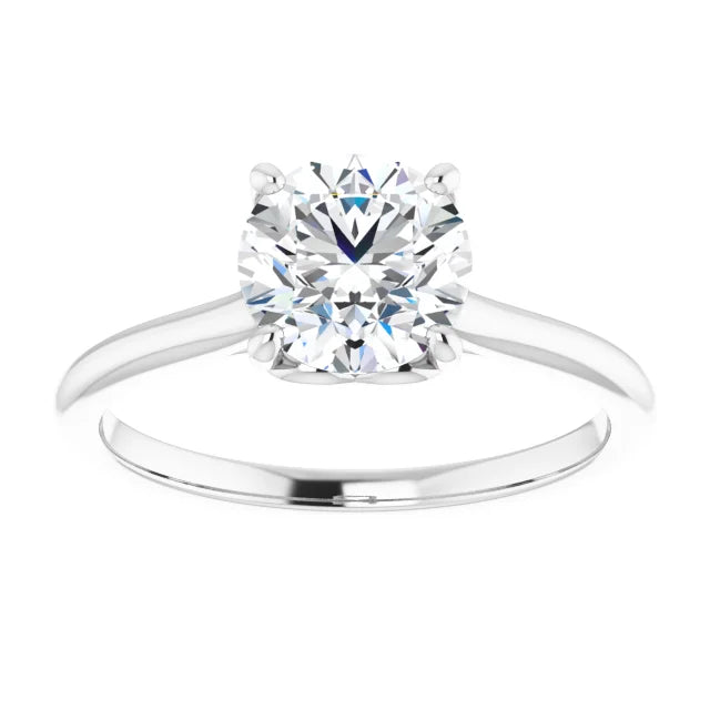 Round Brilliant White Gold Four Claw Solitaire Moissanite Engagement Ring