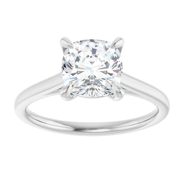 Four Claw Cushion Solitaire Engagement Ring
