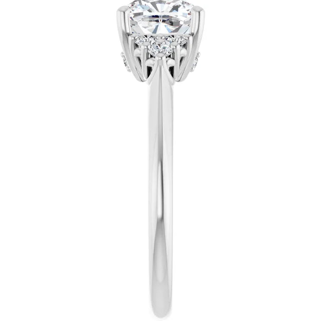 Cushion White Gold Accent Style Moissanite Engagement Ring