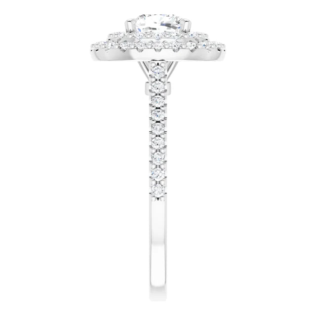 Cushion Double Halo White Gold Moissanite Engagement Ring