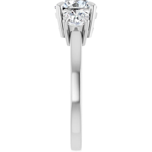 Round Brilliant White Gold Tri Stone Moissanite Engagement Ring