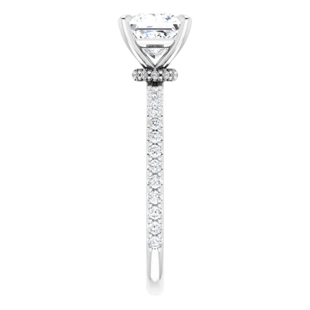 Princess White Gold Pave Moissanite Engagement Ring