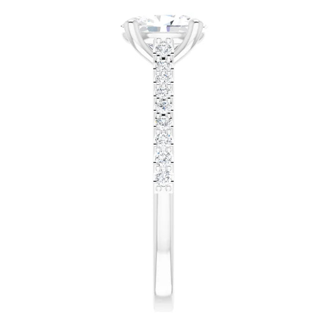 Oval White Gold Pave Style Moissanite Engagement Ring