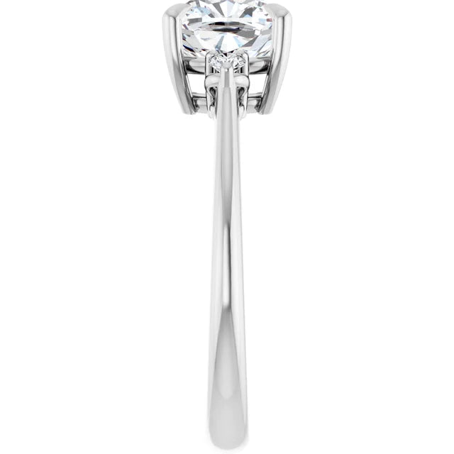 Cushion White Gold Accent Moissanite Engagement Ring