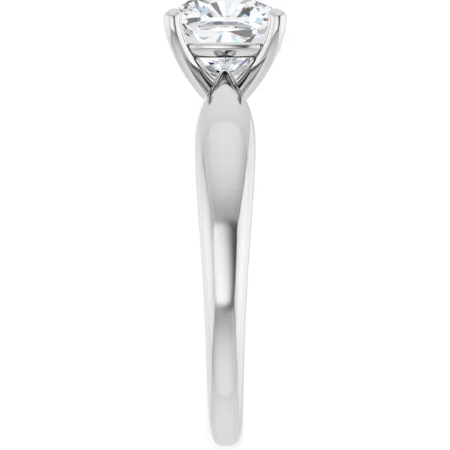 Cushion White Gold Solitaire Moissanite Engagement Ring