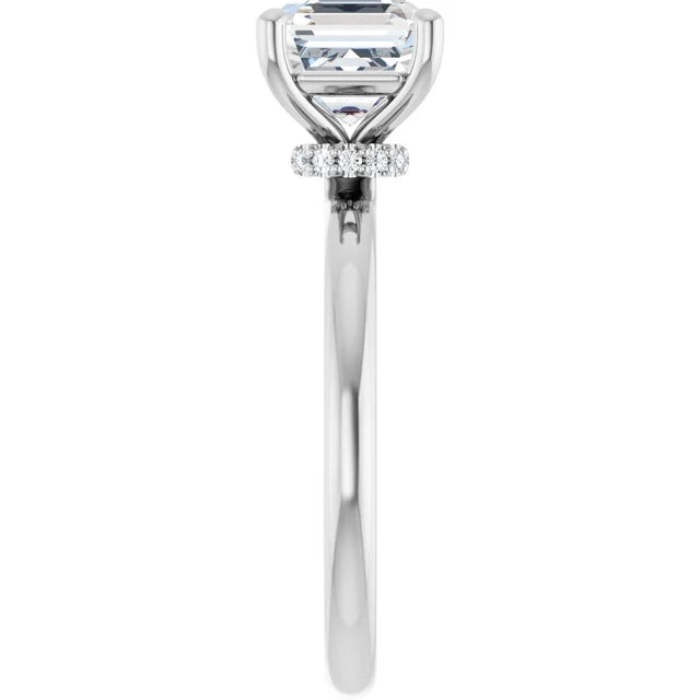Asscher White Gold Solitaire Moissanite Engagement Ring