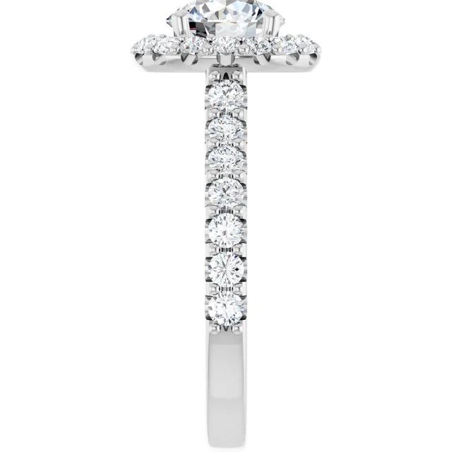 Round Brilliant White Gold Halo Moissanite Engagement Ring