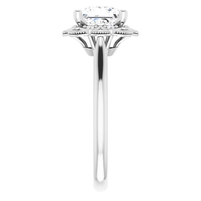 Princess White Gold Halo Moissanite Engagement Ring