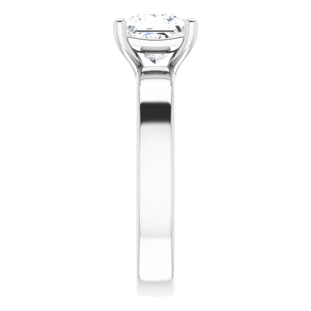 Princess Wide Band Solitaire Engagement Ring