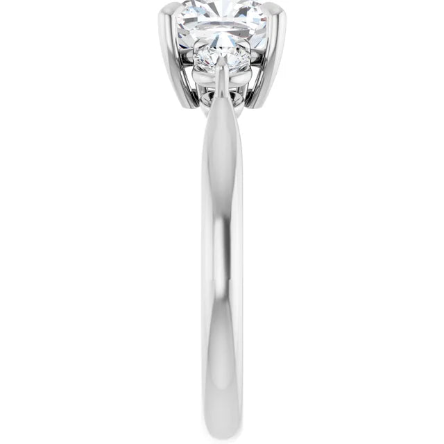 Cushion White Gold Tri Stone Moissanite Engagement Ring