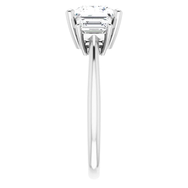 Princess White Gold Tri Stone Moissanite Engagement Ring