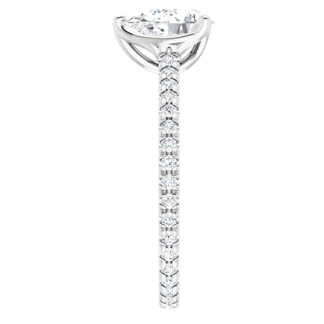 Pear Claw Set Eternity Style Engagement Ring