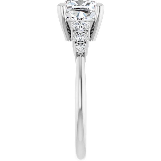 Cushion Multi Stone Accent Style Engagement Ring
