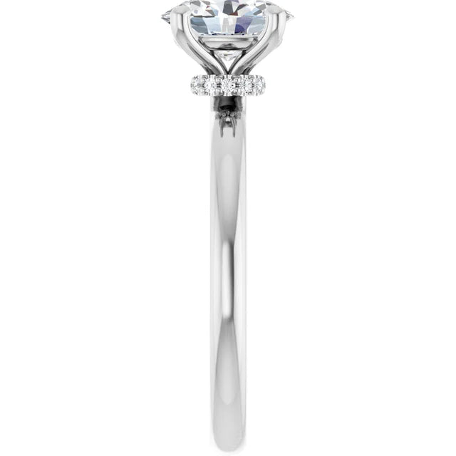 Oval Low Hidden Halo Solitaire Engagement Ring