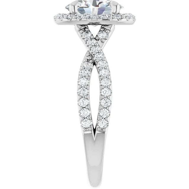 Oval Twist Halo Style Engagement Ring