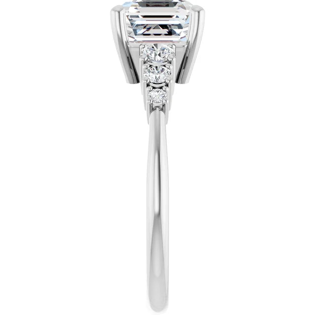 Asscher Multi Stone Accent Style Engagement Ring