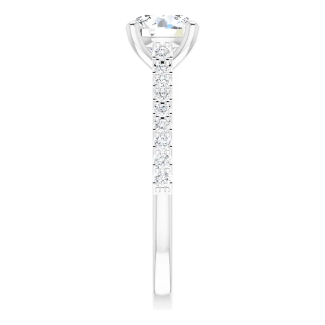 Round Brilliant White Gold Pave Style Moissanite Engagement Ring