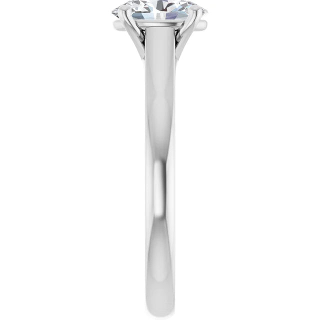 Four Claw Oval White Gold Solitaire Moissanite Engagement Ring