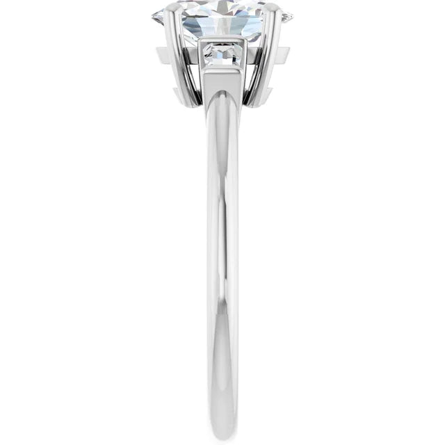 Oval White Gold Baguette Accent Moissanite Engagement Ring