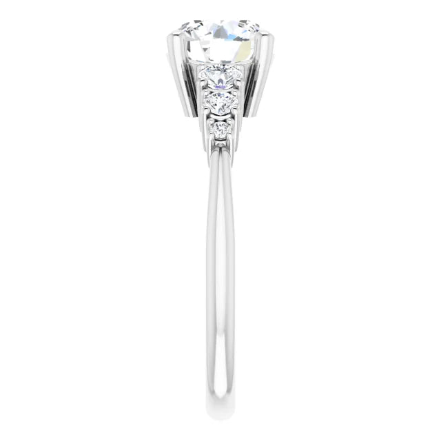 Round Brilliant Multi Stone Accent Style Engagement Ring