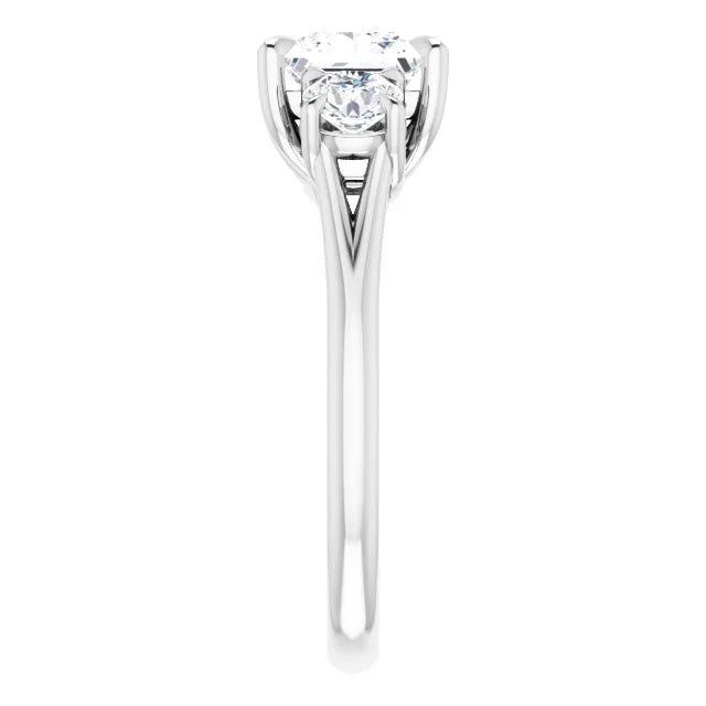 Princess White Gold Tri Stone Moissanite Engagement Ring