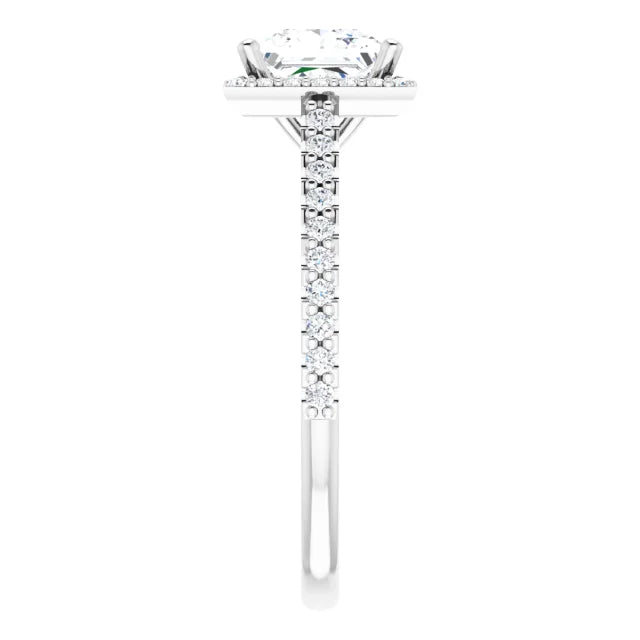 Princess White Gold Halo Moissanite Engagement Ring