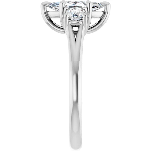 Marquise White Gold Tri Stone Moissanite Engagement Ring