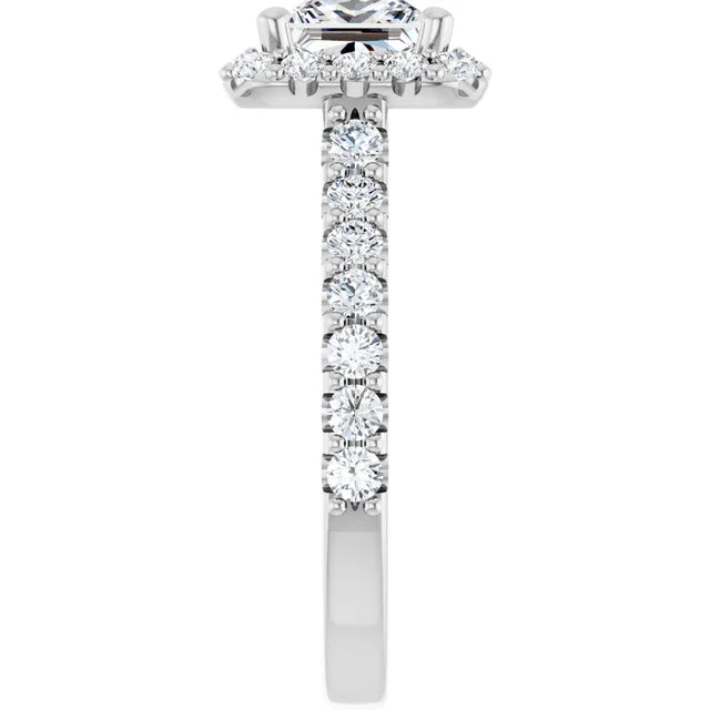 Princess White Gold Halo Moissanite Engagement Ring