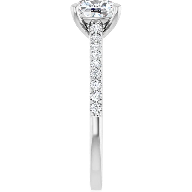 Cushion White Gold Pave Style Moissanite Engagement Ring