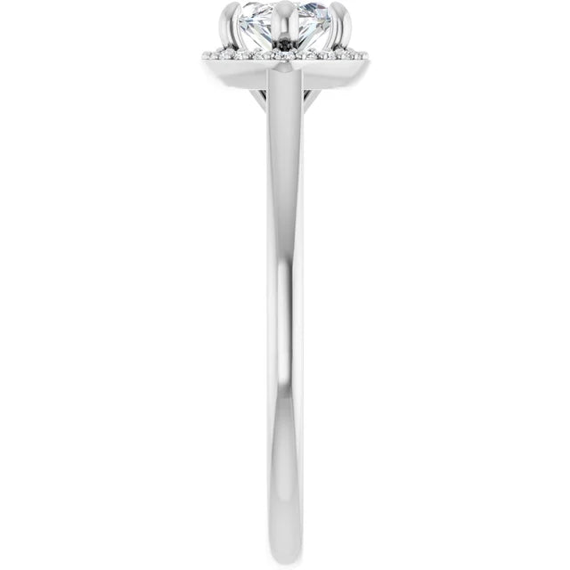 Marquise White Gold East West Halo Moissanite Engagement Ring