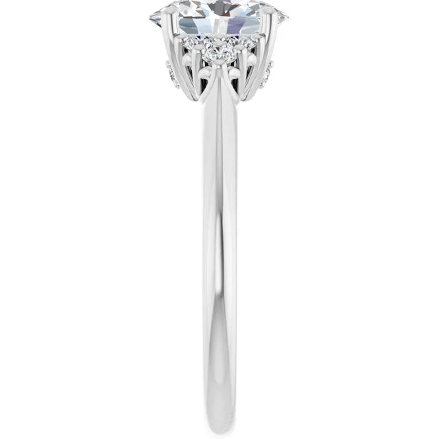 Oval White Gold Accent Style Moissanite Engagement Ring
