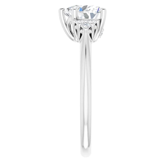 Heart White Gold Accent Style Moissanite Engagement Ring