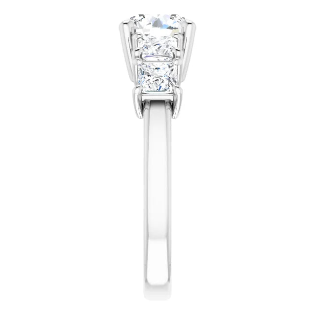 Round Brilliant Multi Stone Accent Style Engagement Ring