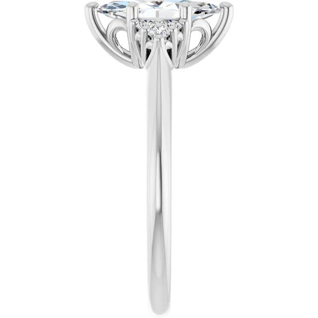 Marquise White Gold Accent Style Moissanite Engagement Ring