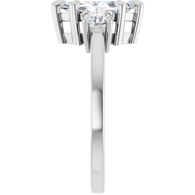 Marquise White Gold Tri Stone Moissanite Engagement Ring