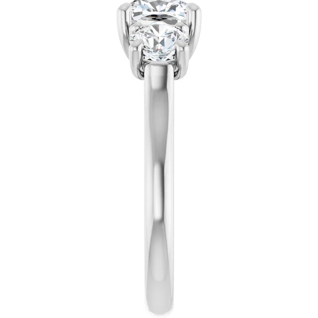 Cushion White Gold Tri Stone Moissanite Engagement Ring