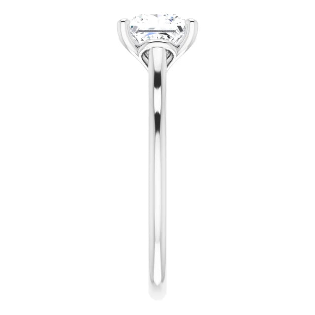 Princess White Gold Four Claw Solitaire Moissanite Engagement Ring