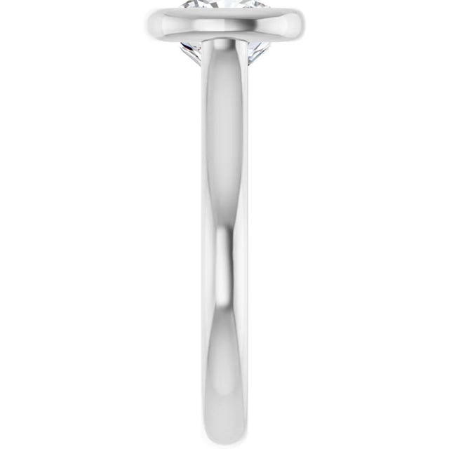 Cushion White Gold Bezel Solitaire Moissanite Engagement Ring