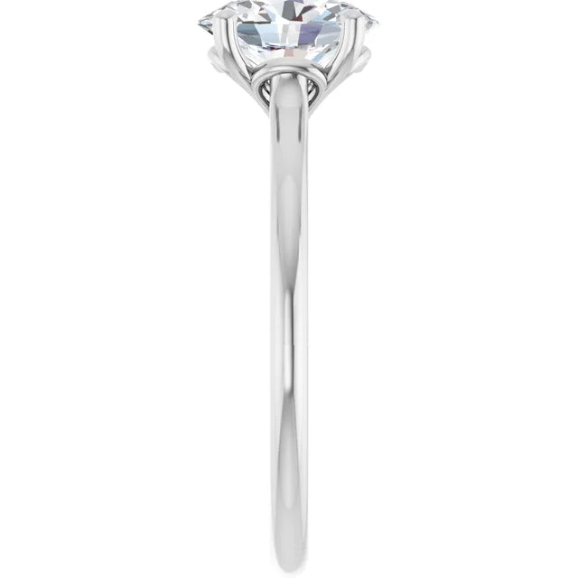 Oval White Gold Four Claw Solitaire Moissanite Engagement Ring
