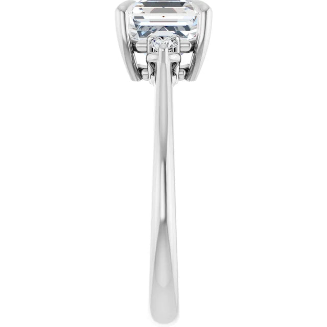 Asscher Accent Engagement Ring